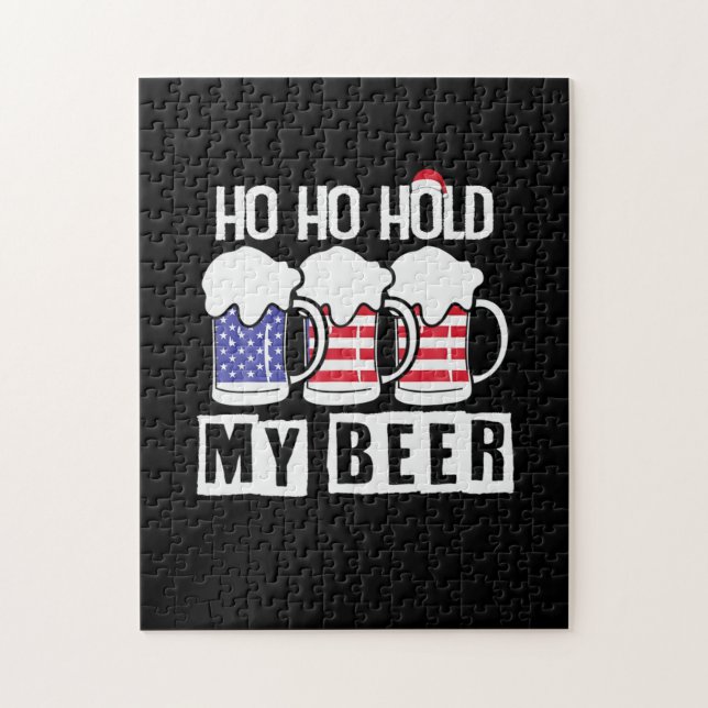Puzzle Beer Drinker Ho Ho Hold My Beer USA Cumpleaños (Vertical)
