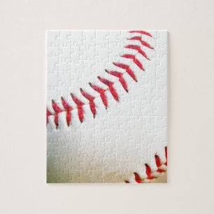 Puzzle Béisbol blanco con costura roja