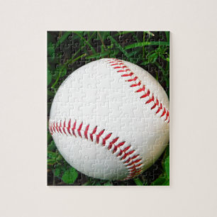Puzzle Béisbol blanco con tintes rojos