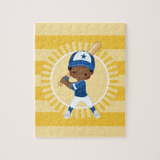 Puzzle Béisbol - Niño afroamericano (Vertical)