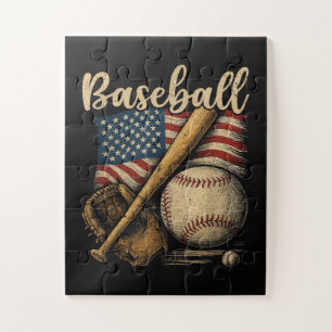 Puzzle Béisbol Patriótico Bandera Americana Deportes Vint