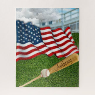 Puzzle Béisbol Personalizado con Bandera Americana