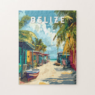 Puzzle Belice Ilustracion Viaje Arte Vintage