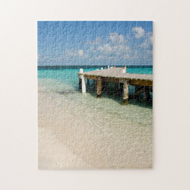 Puzzle Belice, Mar Caribe, Goff Caye. Una pequeña isla (Vertical)