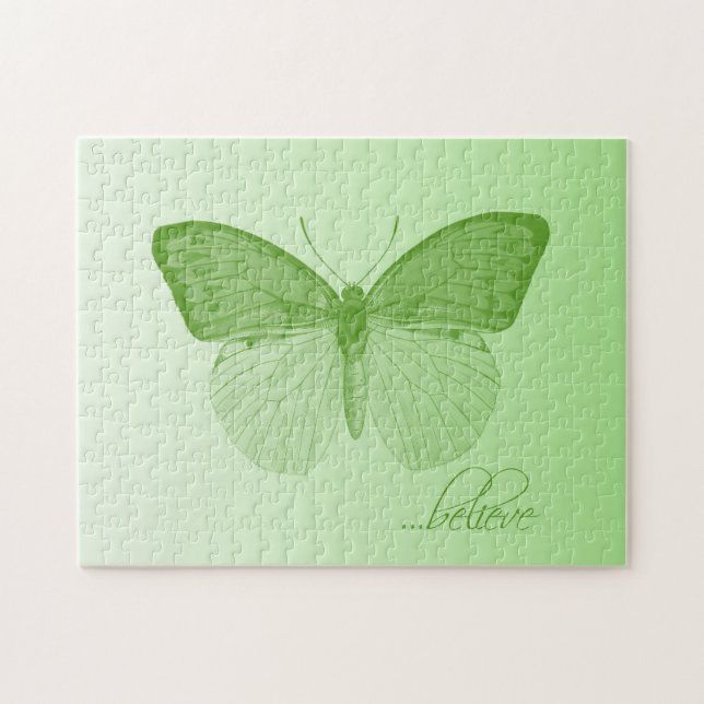 Puzzle Believe Butterfly Lime (Horizontal)