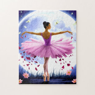 Puzzle Bella bailarina bailando en luna gigante