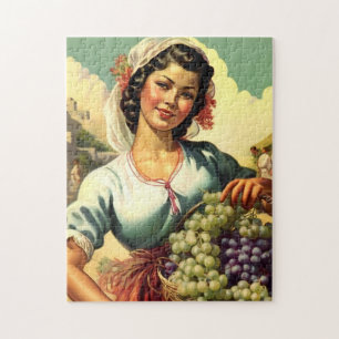 Puzzle Bella Chica de calendario mexicano en cosecha de u