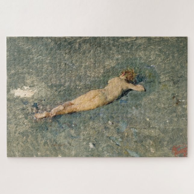 Puzzle Bella mujer tomando el sol en la playa (Horizontal)