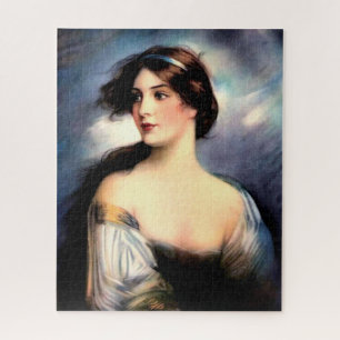 Puzzle bella mujer victoriana con viento