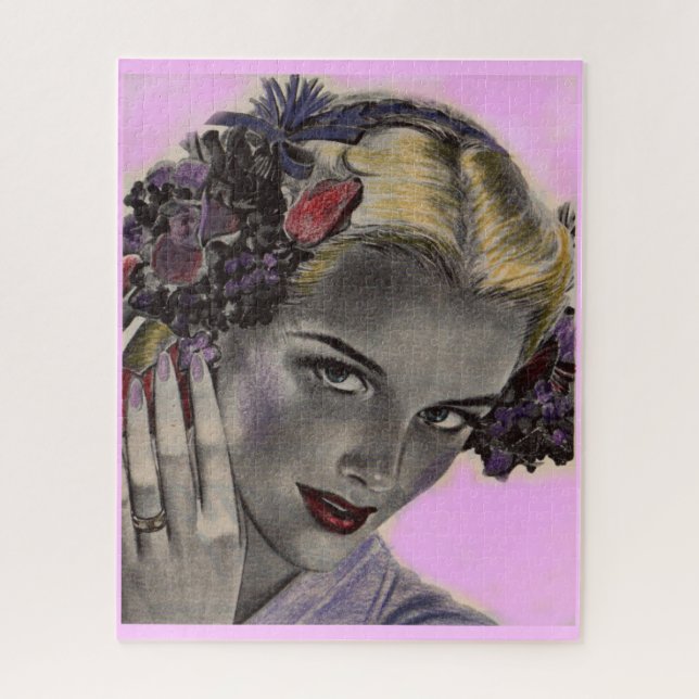 Puzzle bella rubia con flores en su pelo (Vertical)