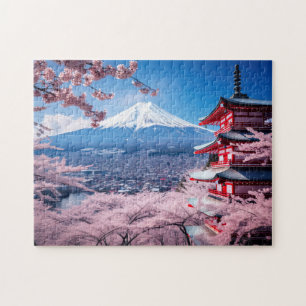 Puzzle Belleza japonesa pintada en primavera