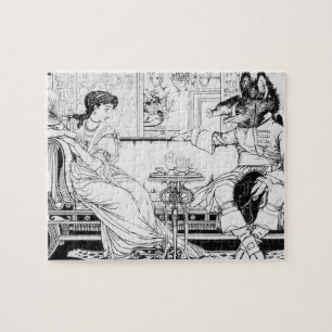 Puzzle Belleza y la bestia, 1874 (litho) (foto de b/w)