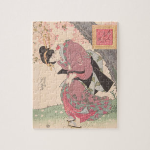 Puzzle Bellezas bajo flores de cerezo Vintage Ukiyo-e