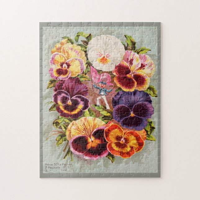 Puzzle Bellos PANSIES de plaquetas florales de Victoria (Vertical)