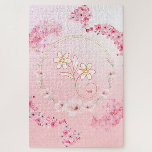 Puzzle Bendición de Flor de Rubor – Floral Suave (Vertical)
