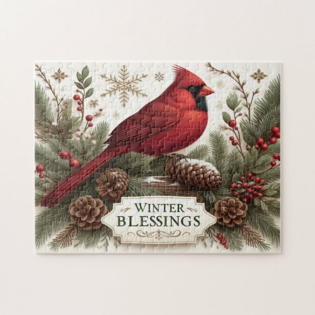 Puzzle Bendiciones invernales del cardenal (Horizontal)