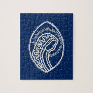 Puzzle Bendita Virgen María, encaje blanco, azul marino