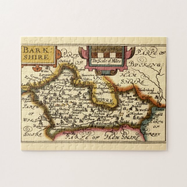 Puzzle Berkshire Barkshire County England Mapa anticuario (Horizontal)