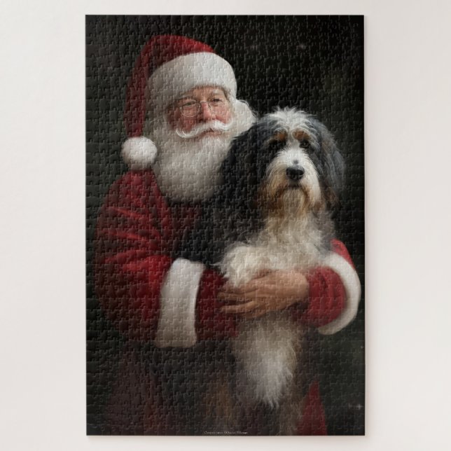 Puzzle Bernedoodle con Navidades festivos de Santa Claus (Vertical)