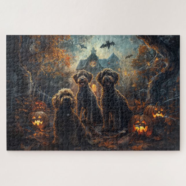 Puzzle Bernedoodle Halloween Noche Doggy Delight (Horizontal)