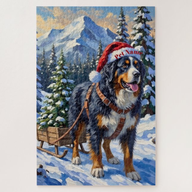 Puzzle Bernese Mountain Dog Christmas Tree Hauler Hat (Vertical)