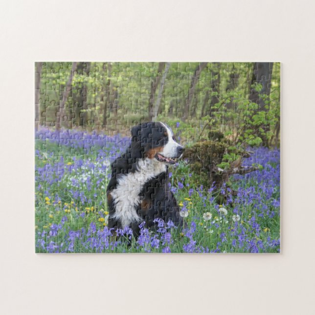 Puzzle Bernese Mountain Dog Spring Woodland (Horizontal)
