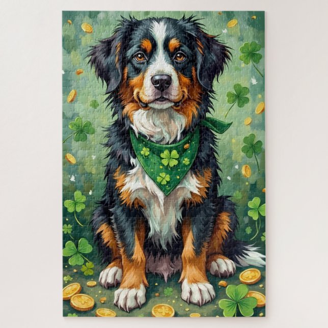 Puzzle Bernese Mountain Dog St Patrick’s Day Lucky Dog (Vertical)