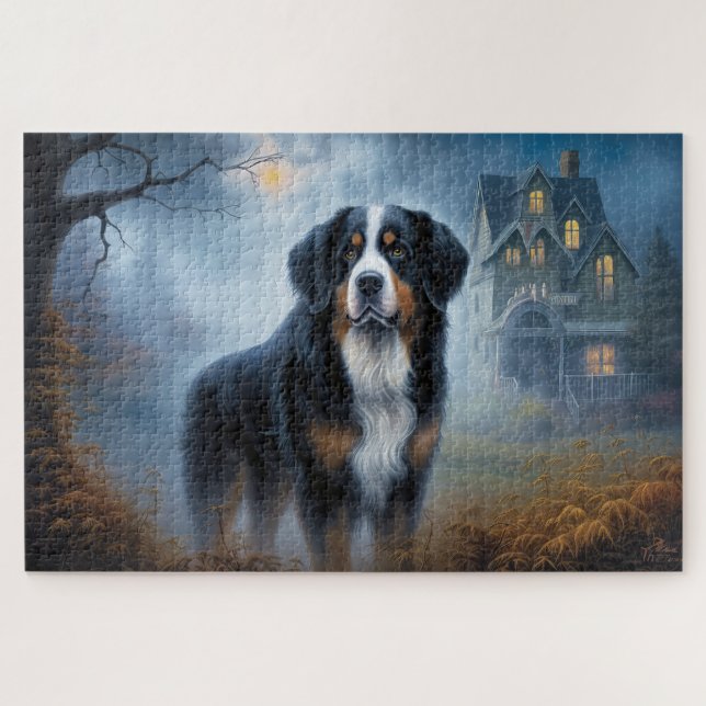 Puzzle Bernese Mountain Halloween Scary (Horizontal)