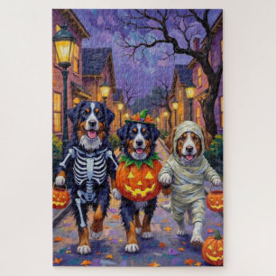 Puzzle Bernese Mountain Pidiendo Dulces en Halloween 