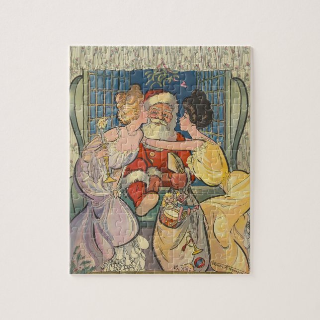 Puzzle Besando Santa Claus Vintage Christmas (Vertical)