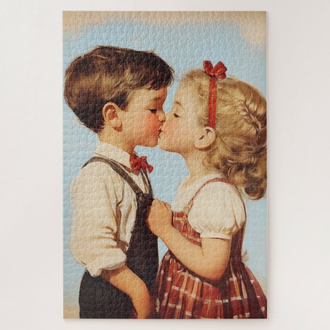 Puzzle Beso de amor infantil vintage (Vertical)