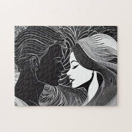 Puzzle Beso de amor secreto blanco y negro