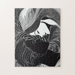 Puzzle Beso de amor secreto blanco y negro