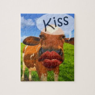 Puzzle ¡Beso de la vaca! ¡Lindo y entretenido!