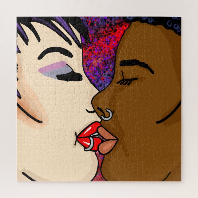 Puzzle Beso romántico | Romance interracial (Vertical)