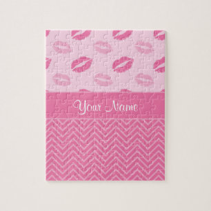 Puzzle Besos y zigzags rosa y blanco