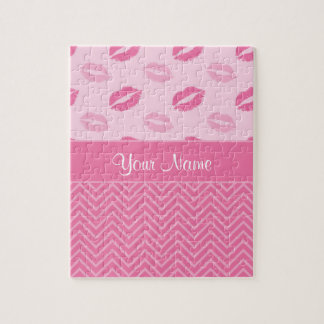 Puzzle Besos y zigzags rosa y blanco