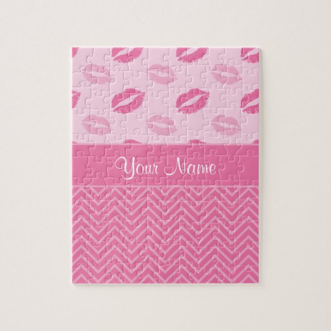 Puzzle Besos y zigzags rosa y blanco (Vertical)