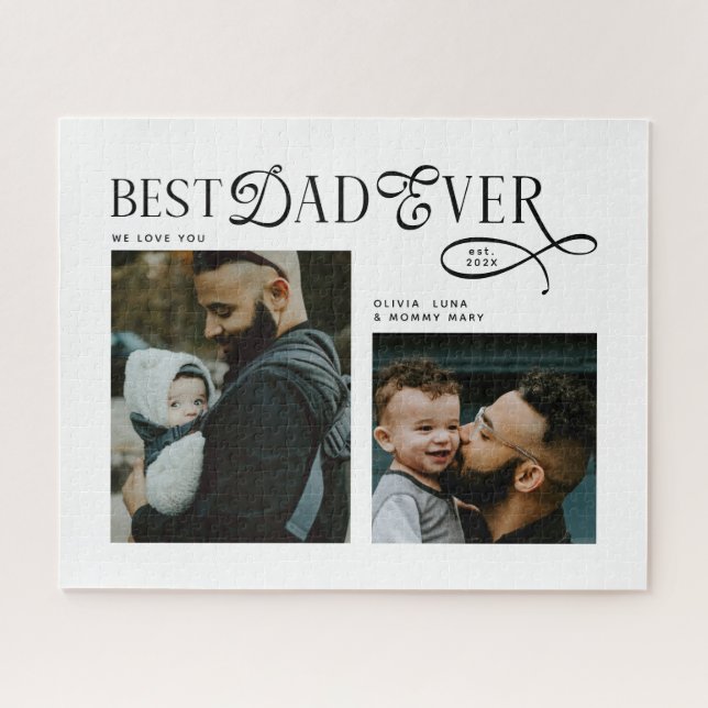 Puzzle  Best Dad Ever 2  Photos Fathers Day Gifts  (Horizontal)