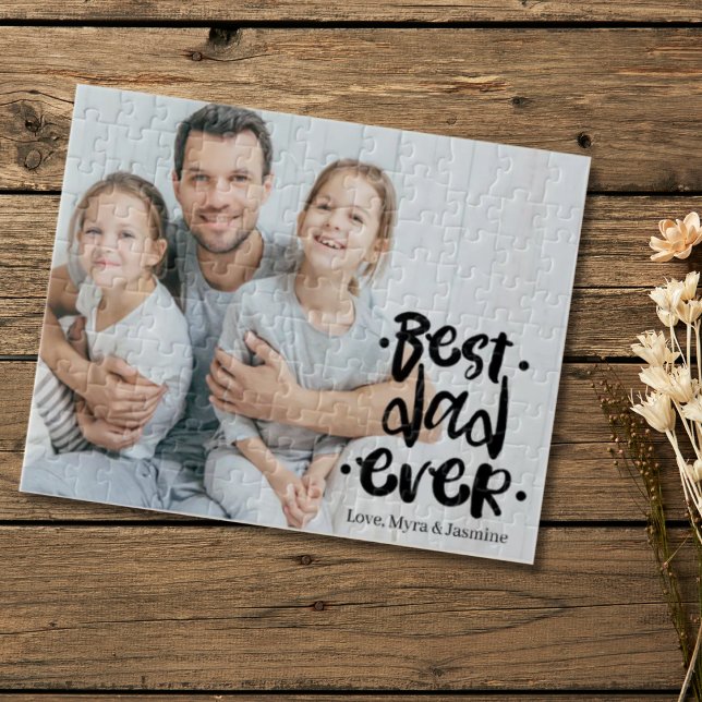 Puzzle Best Dad Ever Black Custom Photo Gift From Kids  (Subido por el creador)