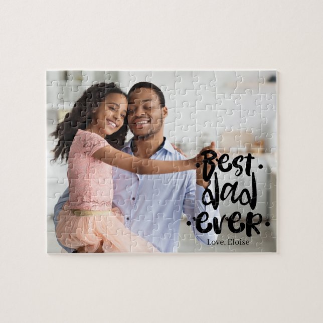 Puzzle Best Dad Ever Photo Black Script Overlay Daughter (Horizontal)