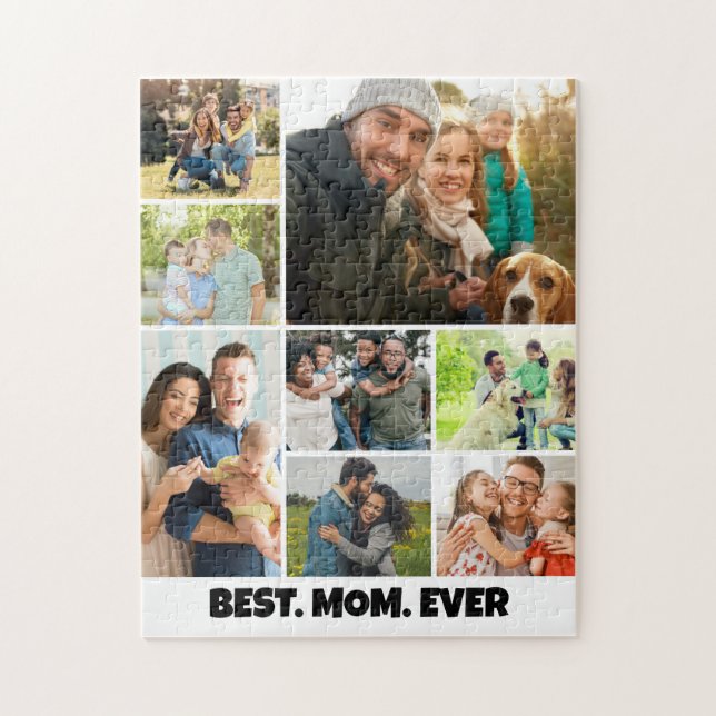 Puzzle Best Mom Ever – 8 Photo Collage Frame Template (Vertical)