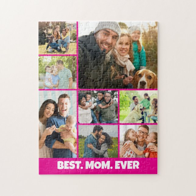 Puzzle Best Mom Ever – 8 Photo Collage Frame Template (Vertical)