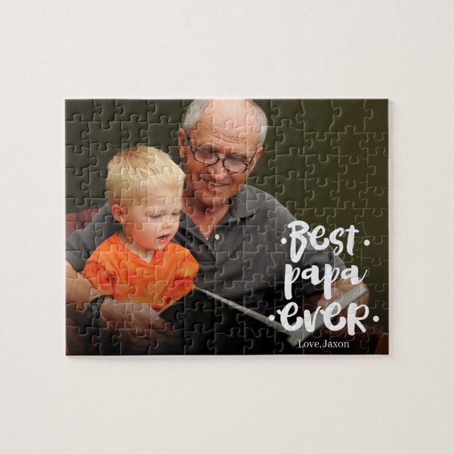 Puzzle Best Papa Ever Custom Photo From Grandchild (Horizontal)