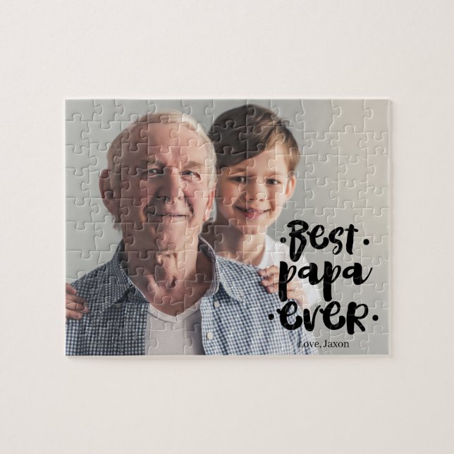 Puzzle Best Papa Ever Custom Photo Gift From Grandchild (Horizontal)