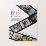 Puzzle Bestie | Moderno 8 Collage de tiras fotográficas<br><div class="desc">Un regalo especial e inolvidable para sus mejores amigos. Este diseño presenta un diseño de ocho tiras de película fotográfica para mostrar sus propias fotos de amigos. "Bestie" está diseñado en una escritura elegante y personalizada con la definición de un mejor amigo. Envíe un regalo especial y memorable a su(s)...</div>