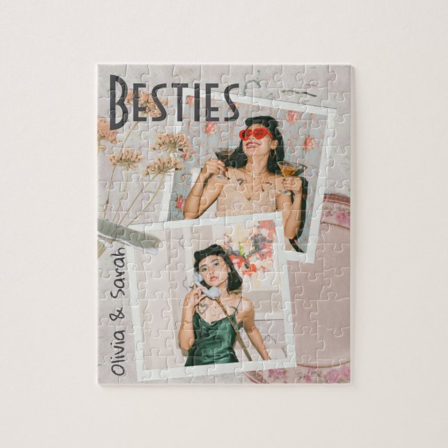 Puzzle Besties mejores amigos nombres personalizados foto (Vertical)
