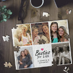 Puzzle Bestis for Life Script Mejor Collage de fotos de A<br><div class="desc">Celebra tu amistad con nuestro "Besties for Life Script Mejor Collage de fotos de Amigos Jigsaw Puzzle". Este encantador diseño presenta la cita "Besties for life" en la tipografía negra con un pequeño ícono de corazón rosado en la parte superior. Debajo de la cita, personaliza tus nombres, y alrededor del...</div>