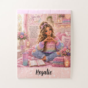 Puzzle Biblia cristiana para niñas de arcoiris rosa paste
