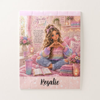 Puzzle Biblia cristiana para niñas de arcoiris rosa paste